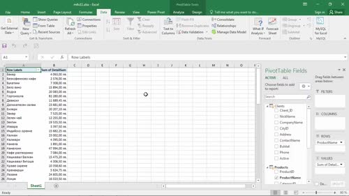 MS Excel - импорт от релационни бази данни - пример с MS Access