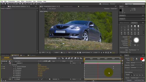 Анимиране на камера в триизмерното пространство на After Effects.