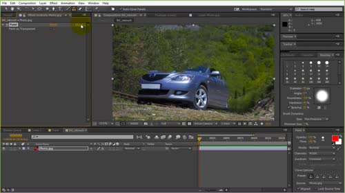 Използване на "Clone stamp tool" за ретуширане на снимка в After Effects.
