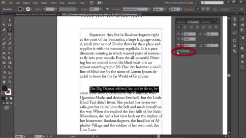 Разглеждане на панелите character и paragraph