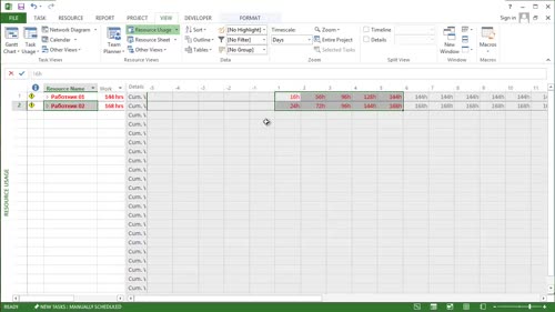 Форматиране на Resource Usage