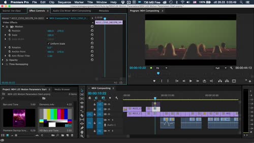 Композиране на видеото с помощта на Motion ефекта