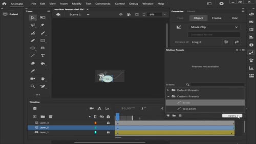 Анимация с Motion Тween. Копиране на анимации и предефинирани анимации