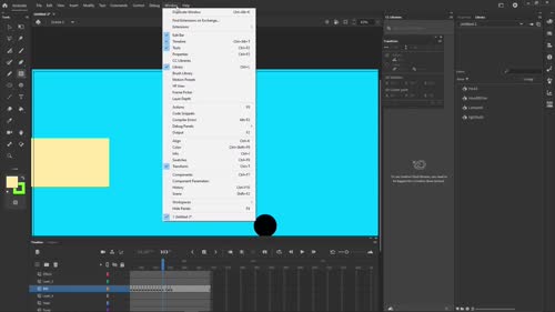 Интерфейс на Adobe Animate. Панел с инструменти (The Tools Panel). Панел библиотека (The Library panel).  Панел  свойства (The Properties Panel). Панел времева линия (The Timeline panel).