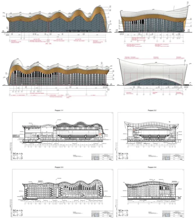 Rhythmic Gymnastics Center (реализиран проект с ArchiCAD) - скица