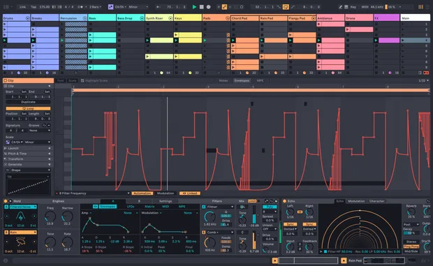 Аудио софтуерите - Ableton Live интерфейс