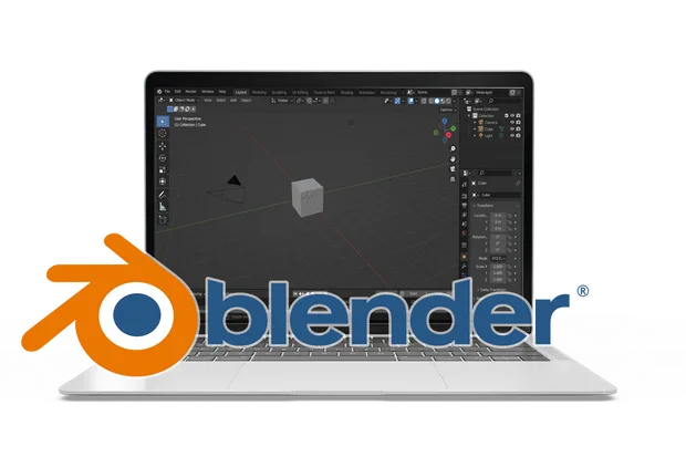 blender лого и лаптоп