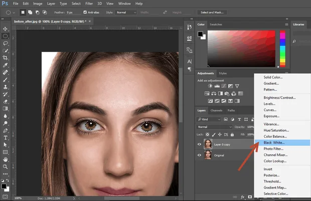 Как да сменя цвета на очите във Photoshop