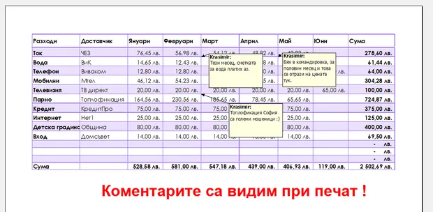 Как да разпечатам коментарите в Excel?