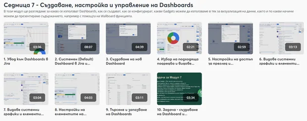 Кура в aula.bg "Управление на проекти с Jira" - модул 7 - създаване, настройка и управление на dashboards