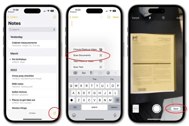 iphone функции scan documents