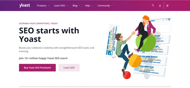 екранна снимка на началната страница на сайта на wordpress плъгина yoast seo