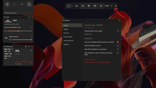 Windows запис на екран с Xbox Game Bar