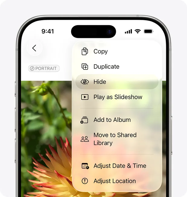 iphone функции hide photos