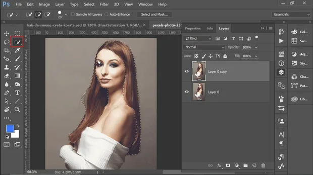 Как да сменим цвета на косата с Photoshop