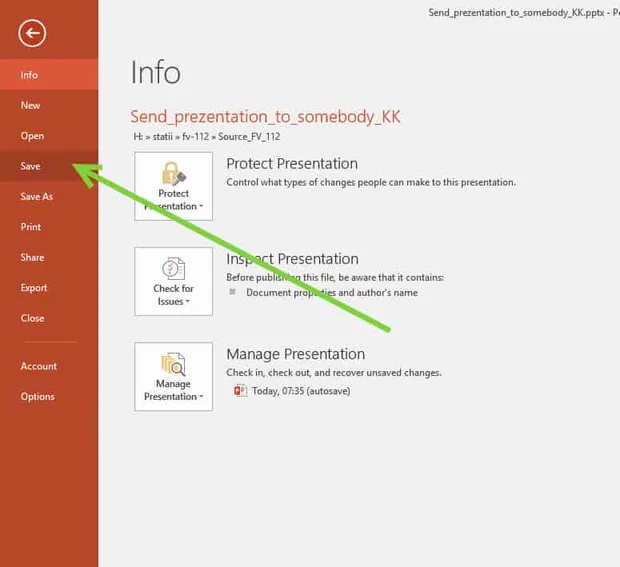 как да изпратим powerpoint презентация