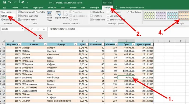 форматиране таблица excel