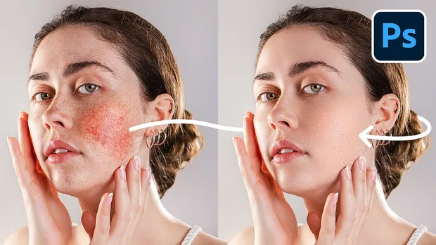 Photoshop ретуш на снимка на лице на момиче - преди и след