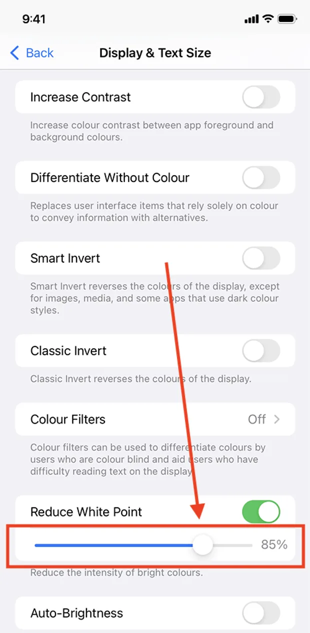 iphone функции reduce white point