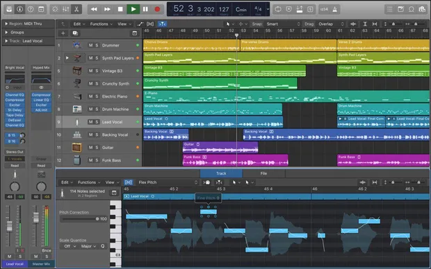 Аудио софтуерите - Logic Pro X интерфейс