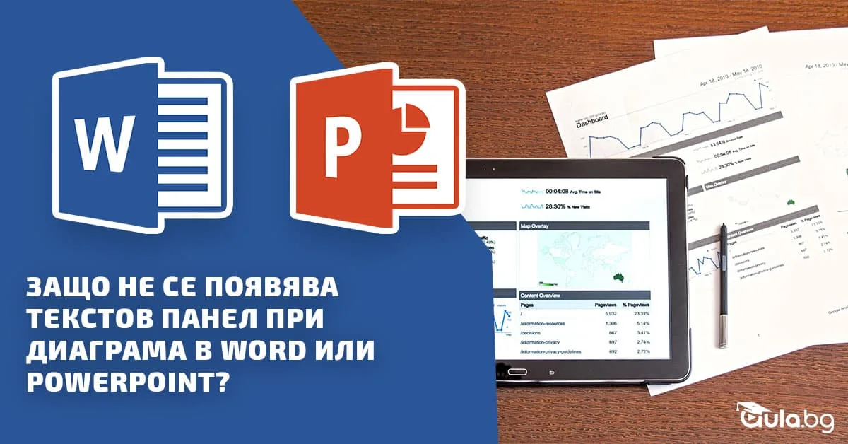 Защо не се появява текстов панел при диаграма в Word или Powerpoint?