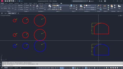 Модифициране на кръгове и дъги чрез маркери. Команди Move и Copy