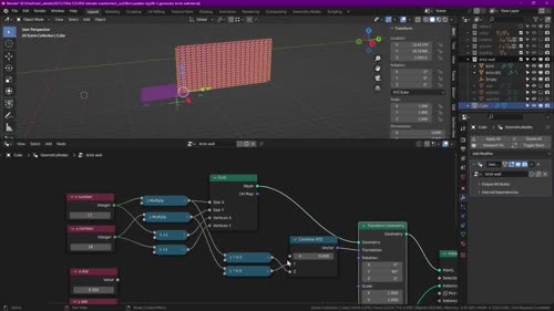 Geometry Nodes атрактор за тухлена стената