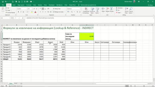Функция INDIRECT с използване на R1C1 стил