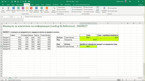 Функция INDIRECT за работа с имена на области