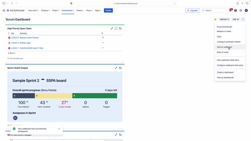 Настройки на елементите на Dashboards и работа с Wallboard