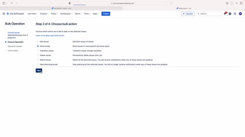 Преместване на тикет в друг проект и/или Issue type