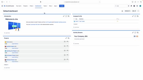 Търсене и навигация към проекти в Jira