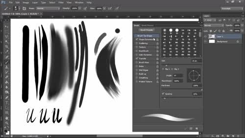 Демонстрация pen pressure и четки