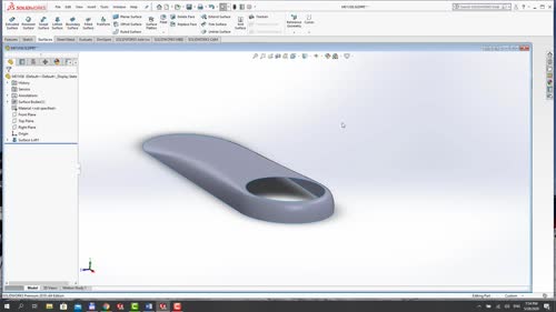 Създаване на surface loft от 3D скица използвайки избора на контури